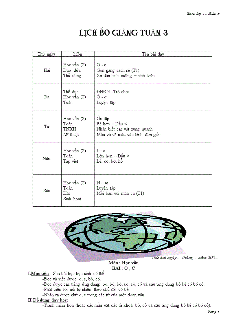 Lớp 1 tiết 3