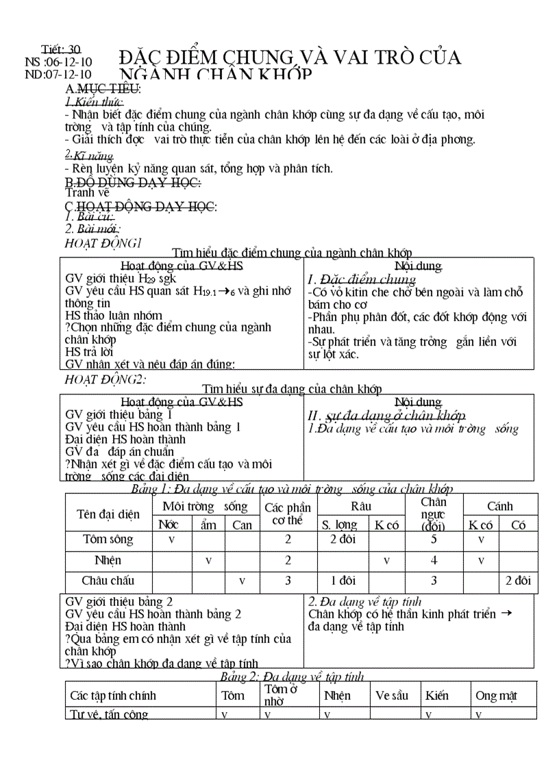 Sinh học 7t30