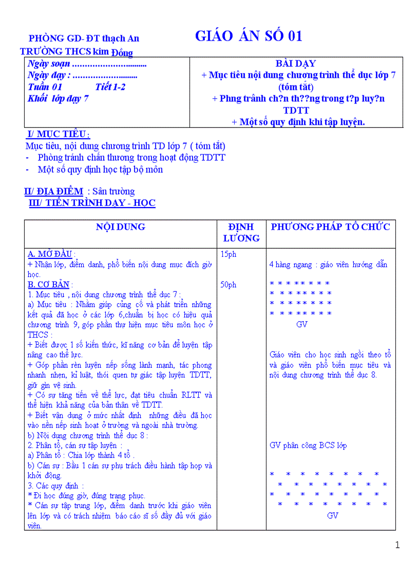 Thể dục 7 theo PPCT mới