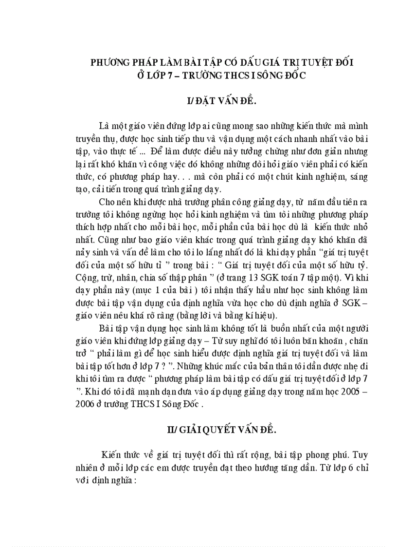 Phương pháp làm bài tập có dấu trị tuyệt đối