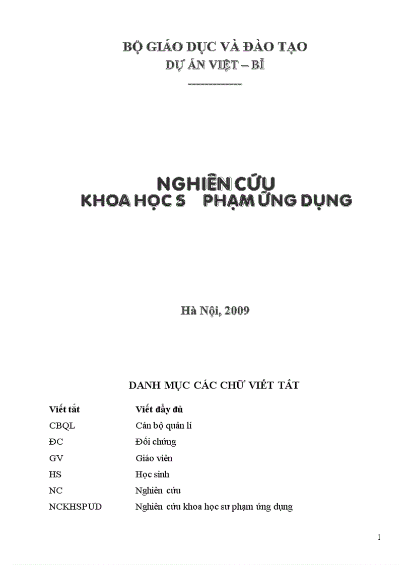 Tài liệu về nghiên cứu khoa học sư phạm ứng dụng