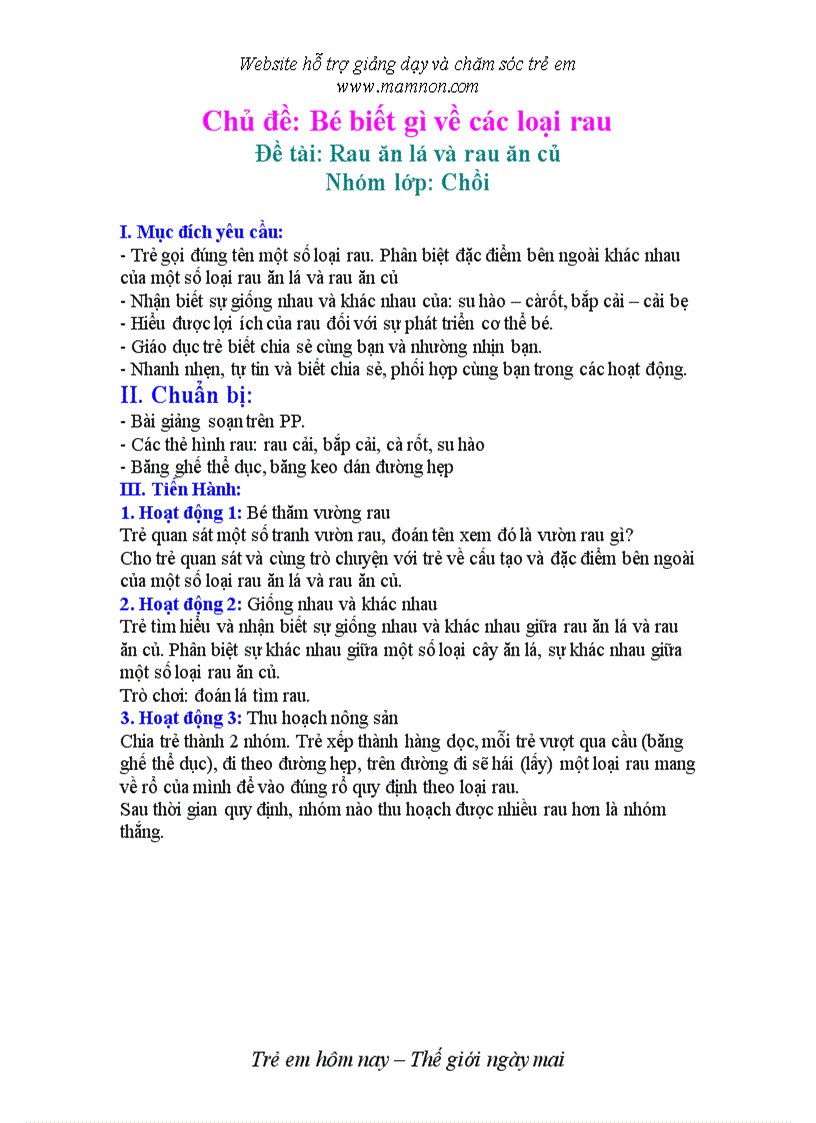 Một số loại rau 1