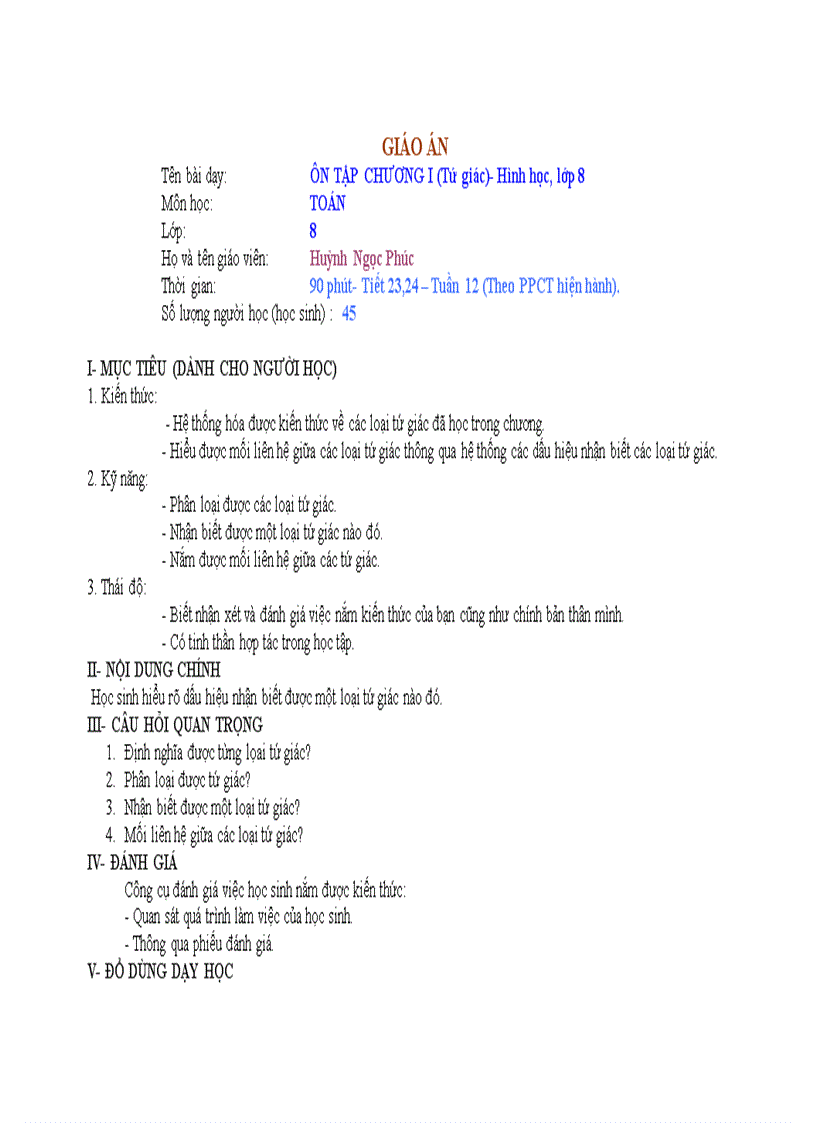 Mẫu giáo án chuẩn dạy học tích cực 2011