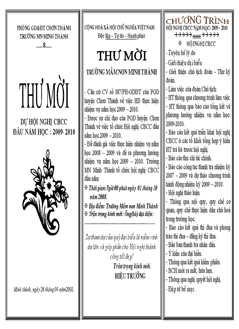 Thư mời hội nghị cbcc