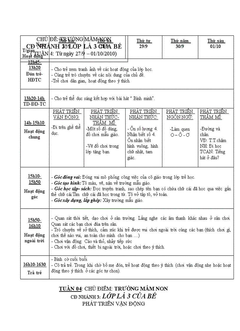 Trường mầm non tuần 4