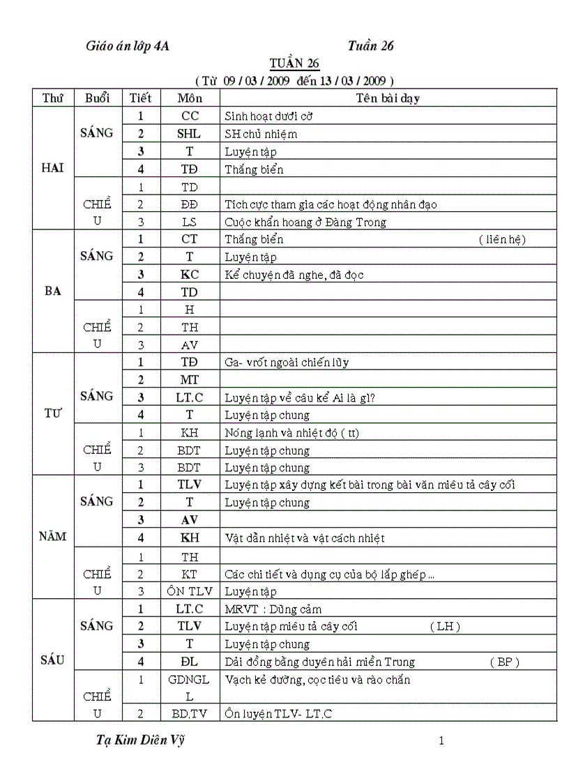 Tuần 26