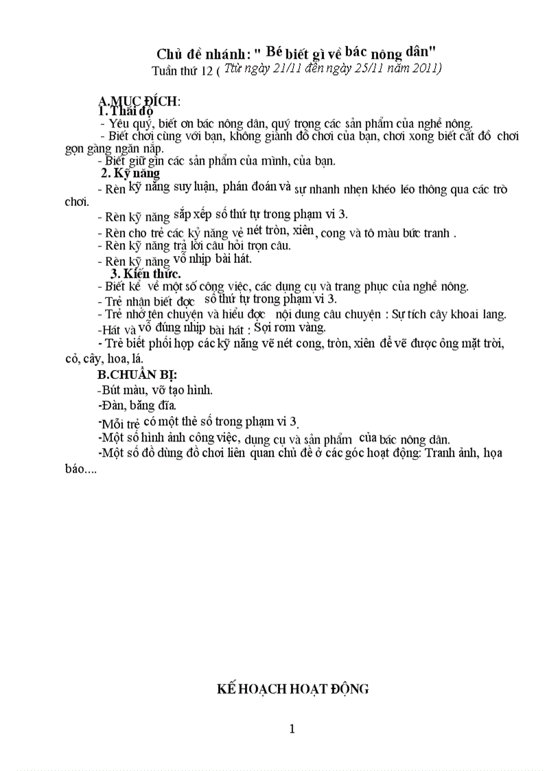 Tuần 12 Bác nông dân