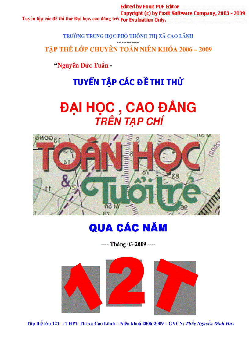 Tuyen tap cac de thi tren bao toan