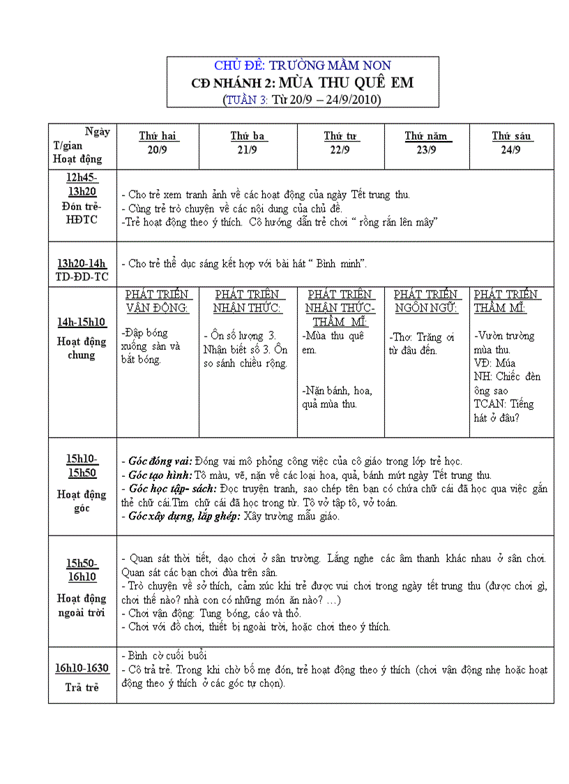 Trường mầm non tuần 3