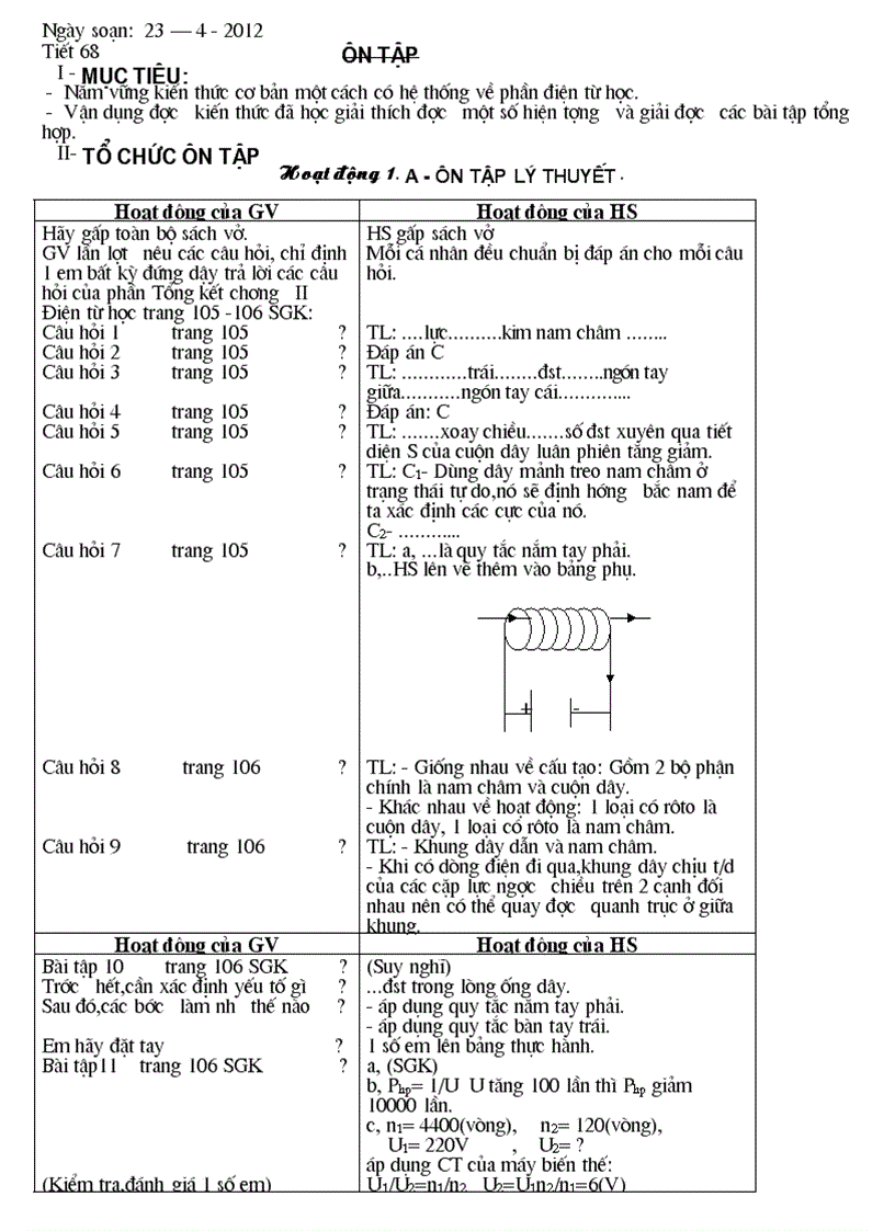 Tiết 68 Ôn tập