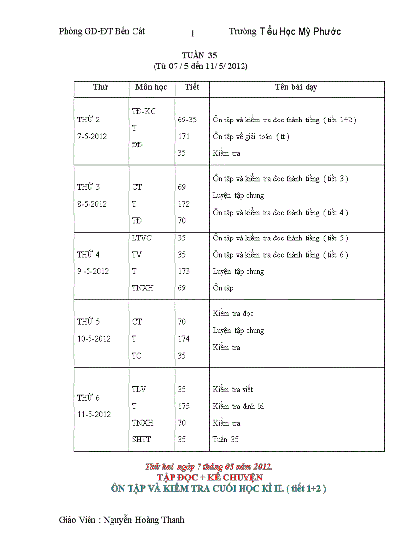 Tuần 35 mỹ phước