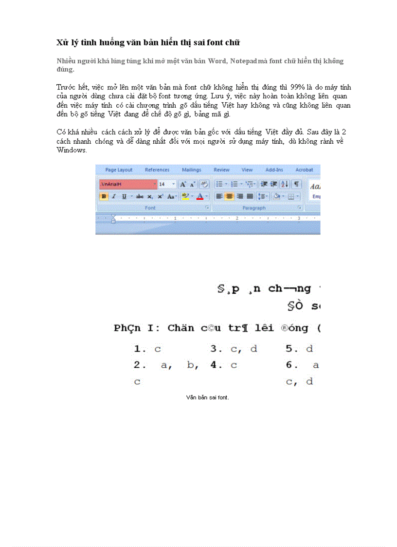 Xử lý tình huống VB hiện sai Font chữ