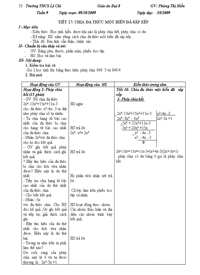 Tuần 9 Đại 8 chuẩn