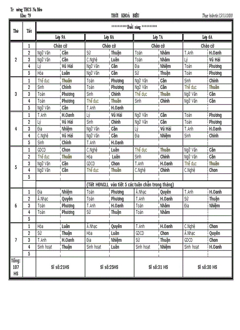 TKB Khu79 Buổi sáng