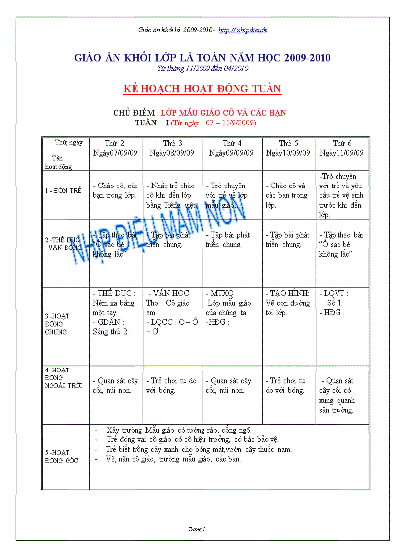 Trọn bộ giáo án khối lá 2010 hay 756 trang