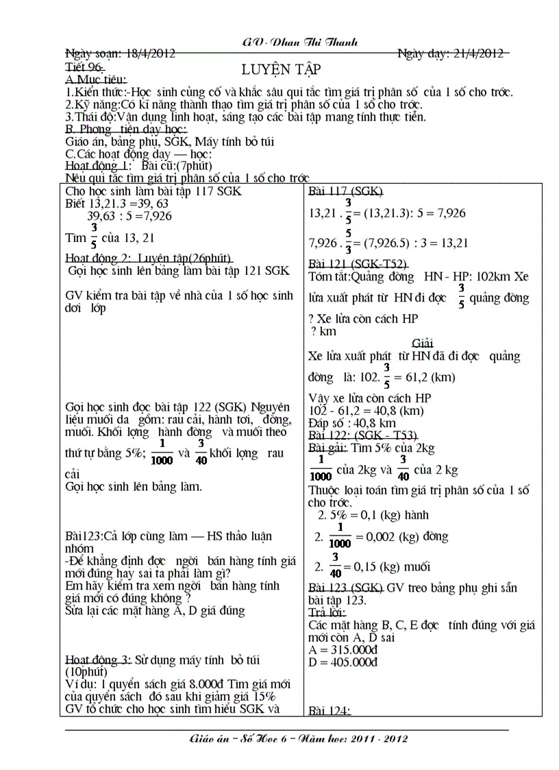 Tiết 101 toán 6