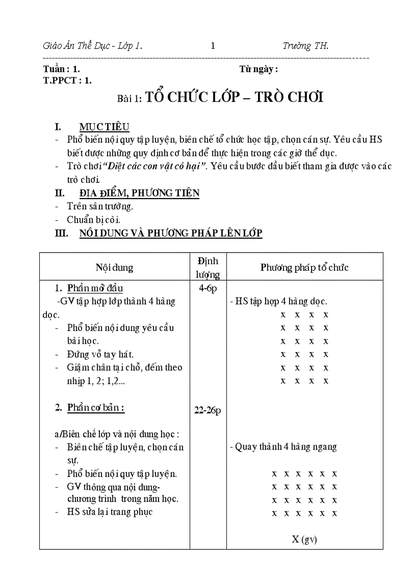 Giáo án TD tiểu học