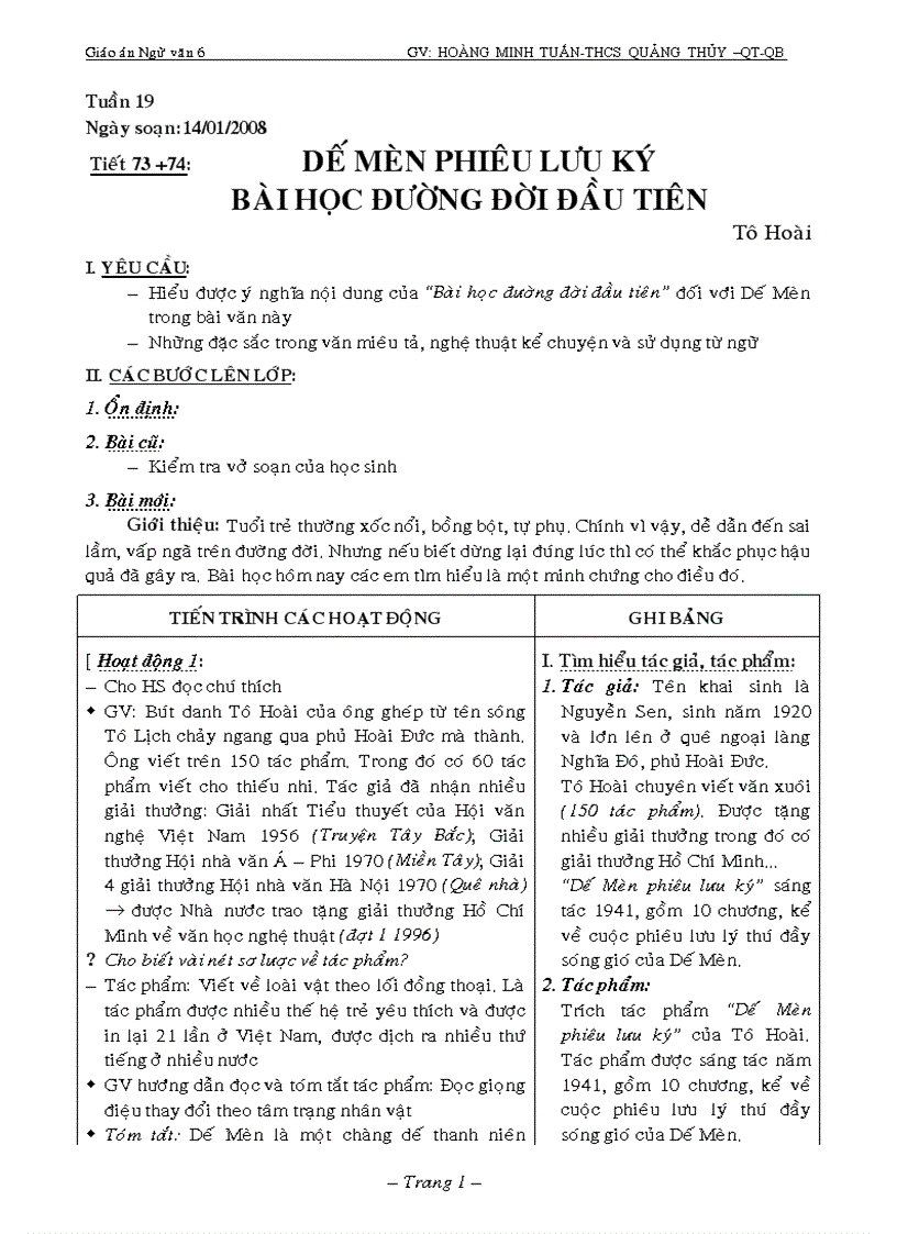 Giáo án Ngữ văn 6 Kì II