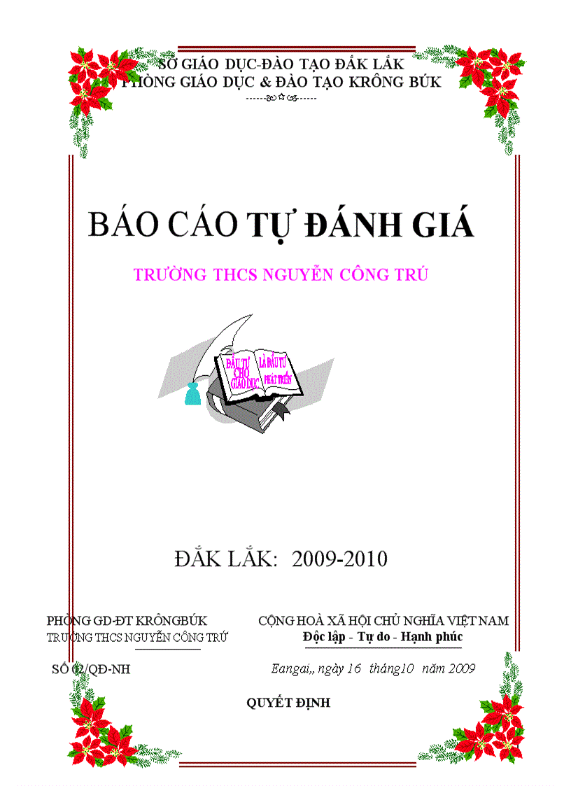 Báo cáo kiểm định chât lượng năm học 2009 2010