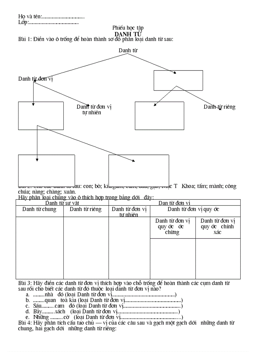 Phieu hoc tap danh tu