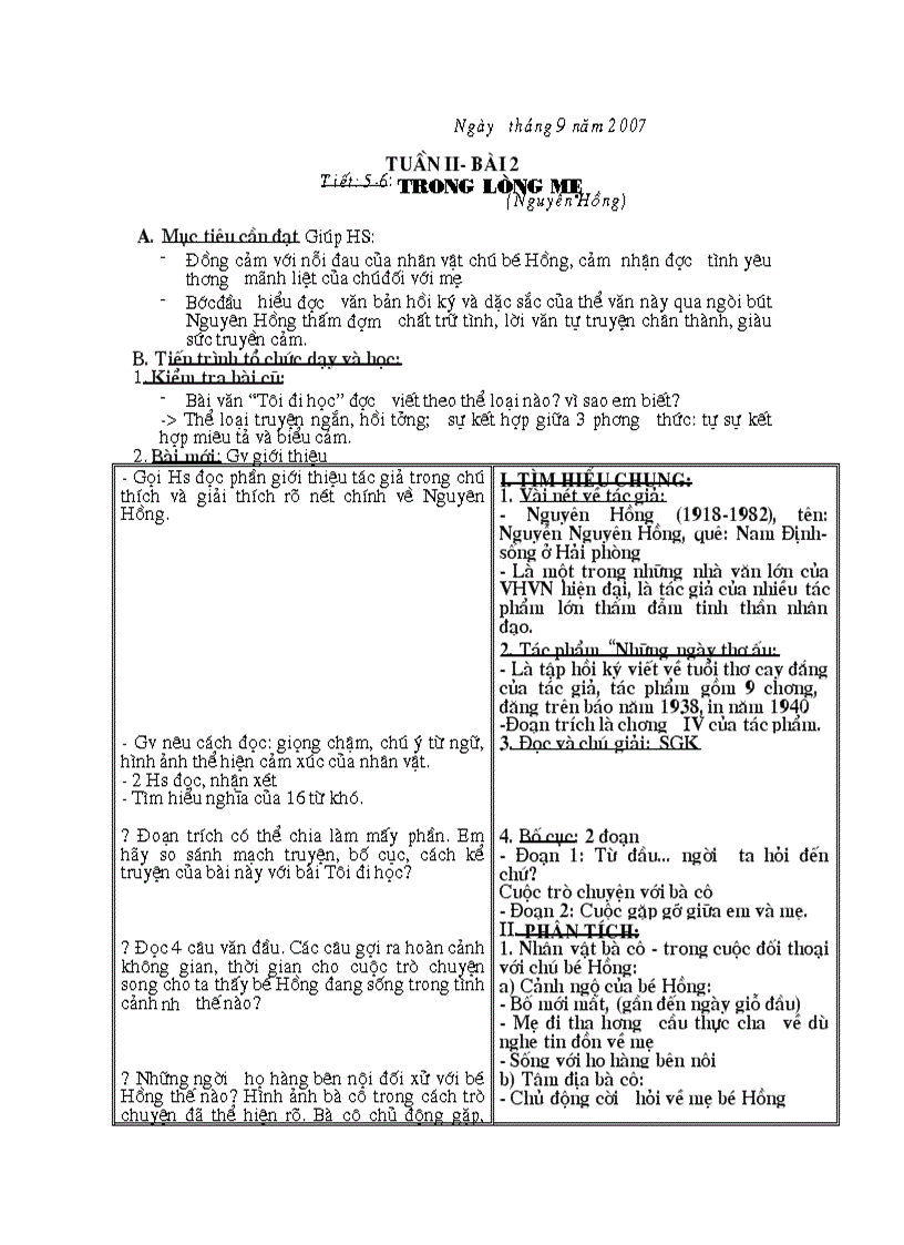 Tiết 5 6 Trong lòng mẹ