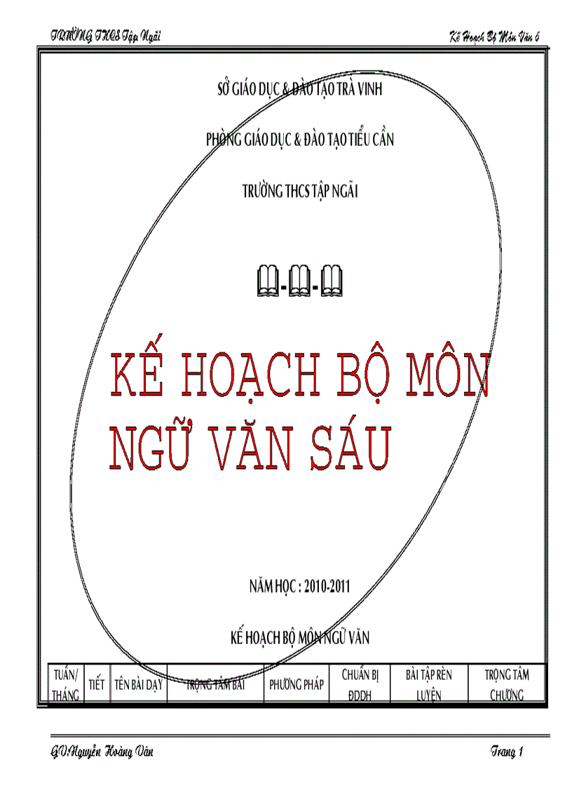 Kế hoạch bộ môn theo chuẩn kiến thức 6