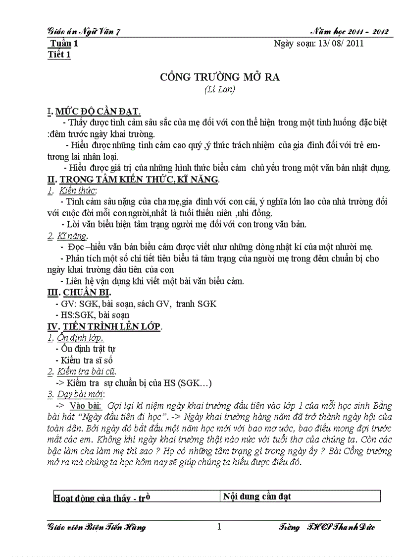 Giáo án Ngữ Văn 7 CKTKN