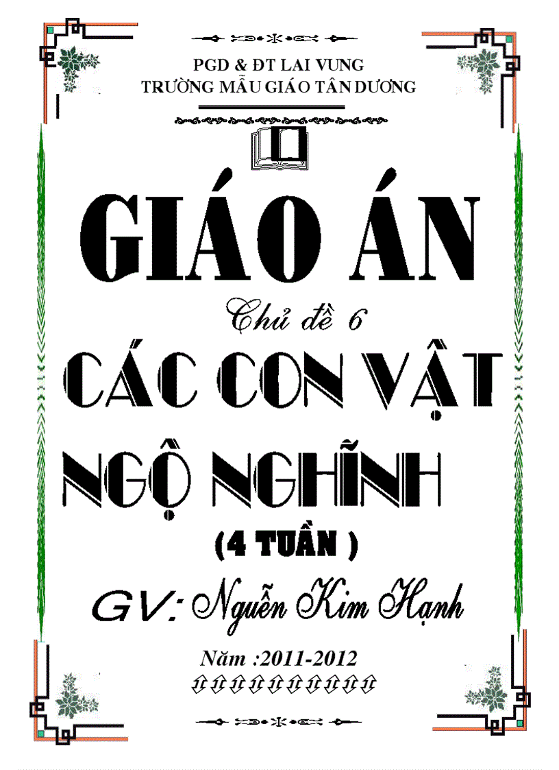 Bìa giáo án chủ đề gia đình mần non