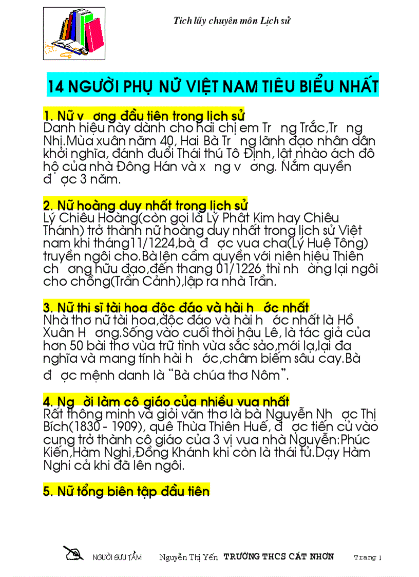 14 người phụ nữ tiêu biêu ở vn