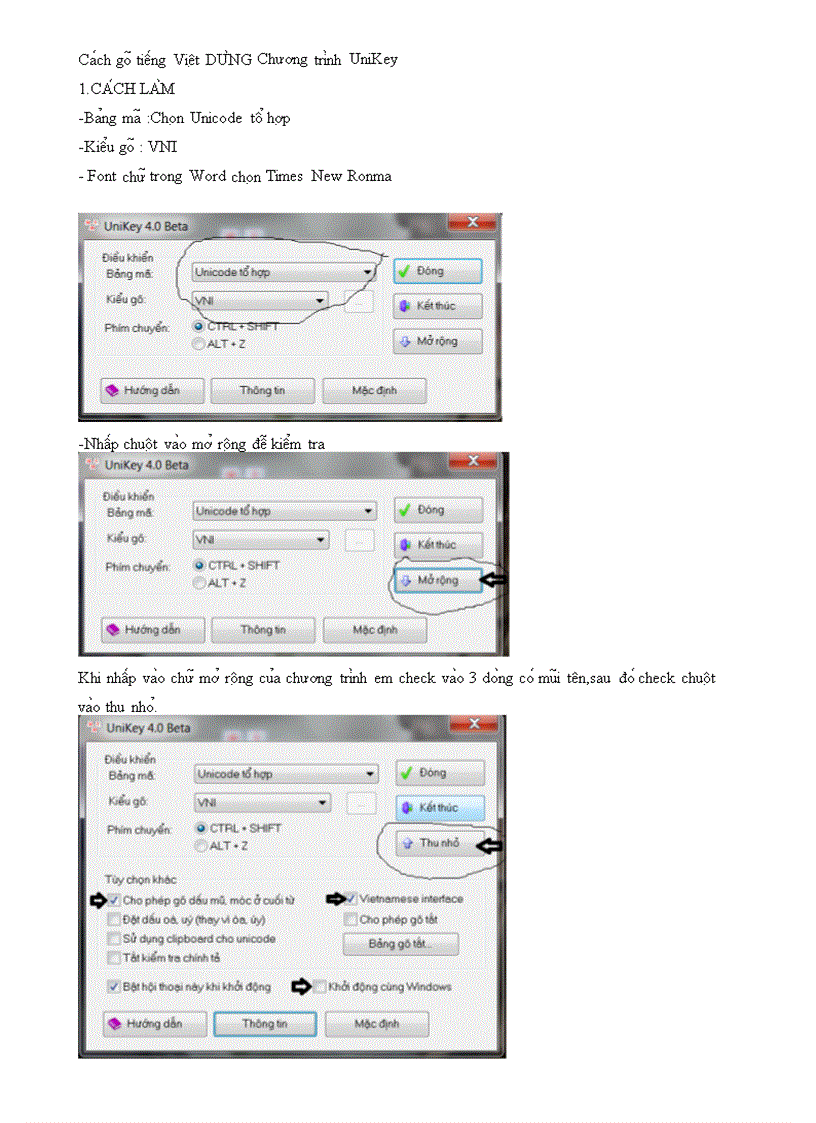 Cách gõ Tiếng Việt trong chương trình Unikey