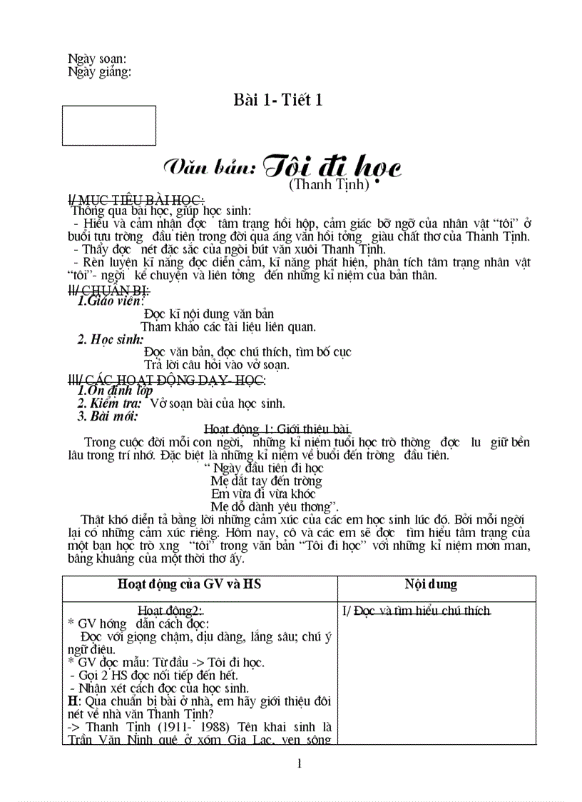 Giao án văn lớp 8 được soan rất công phu và đầy đủ