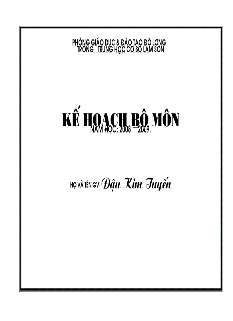 Kế hoạch bộ môn 1