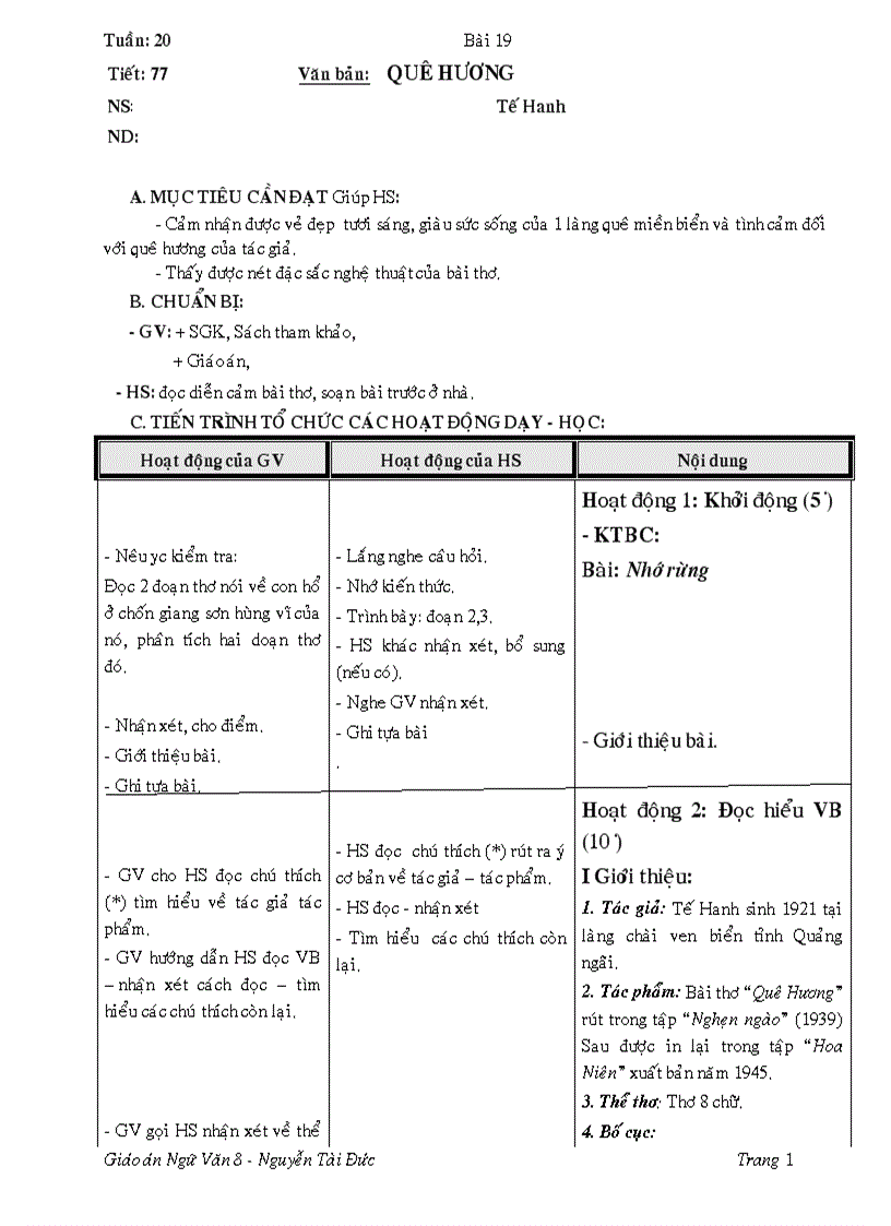 Giáo án nv8 kì ii đức