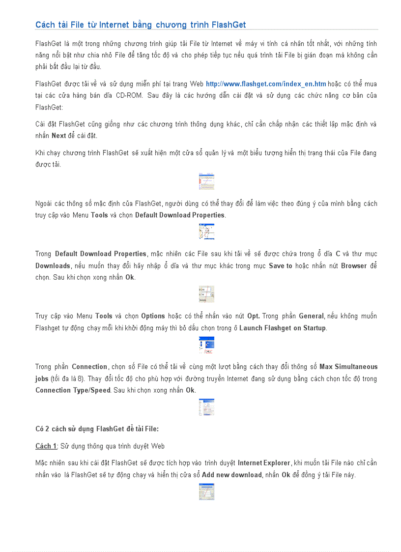 Cách tải File từ Internet bằng chương trình FlashGet
