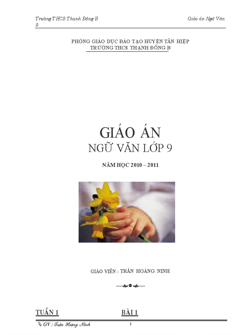 Giáo án ngữ văn 9 tuần 1 tuần 6