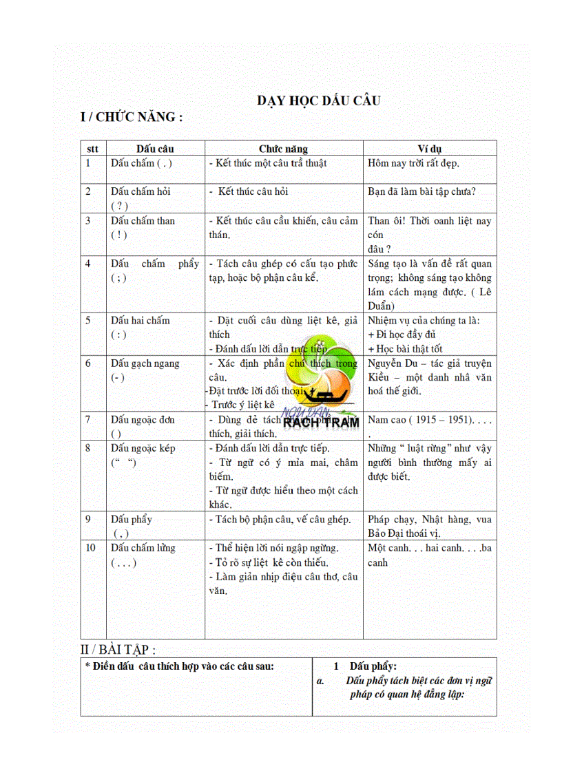 Dạy học dấu câu