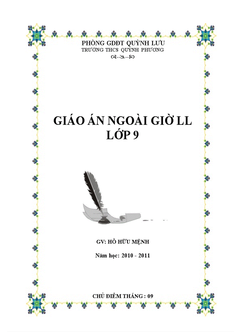 Giáo án Hoạt động NGLL9