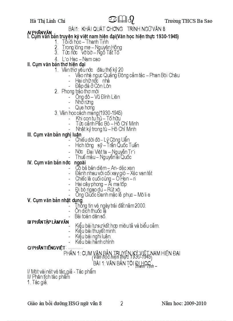 Giáo án học sinh giỏi văn 8