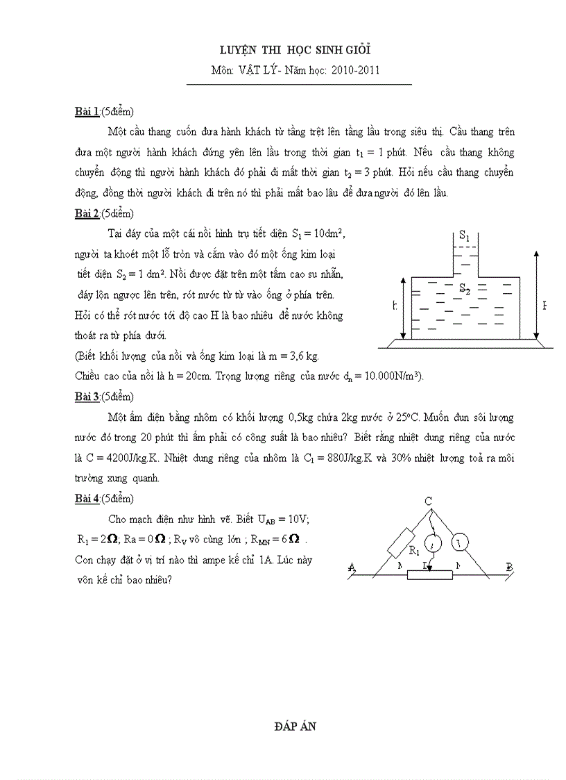 Bài luyện thi HSG Vật lý9
