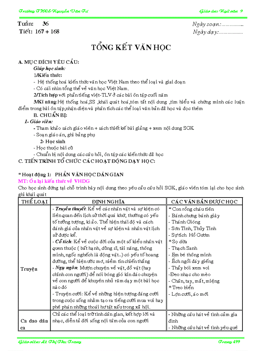 Giáo án cả năm ngữ văn 9 hay