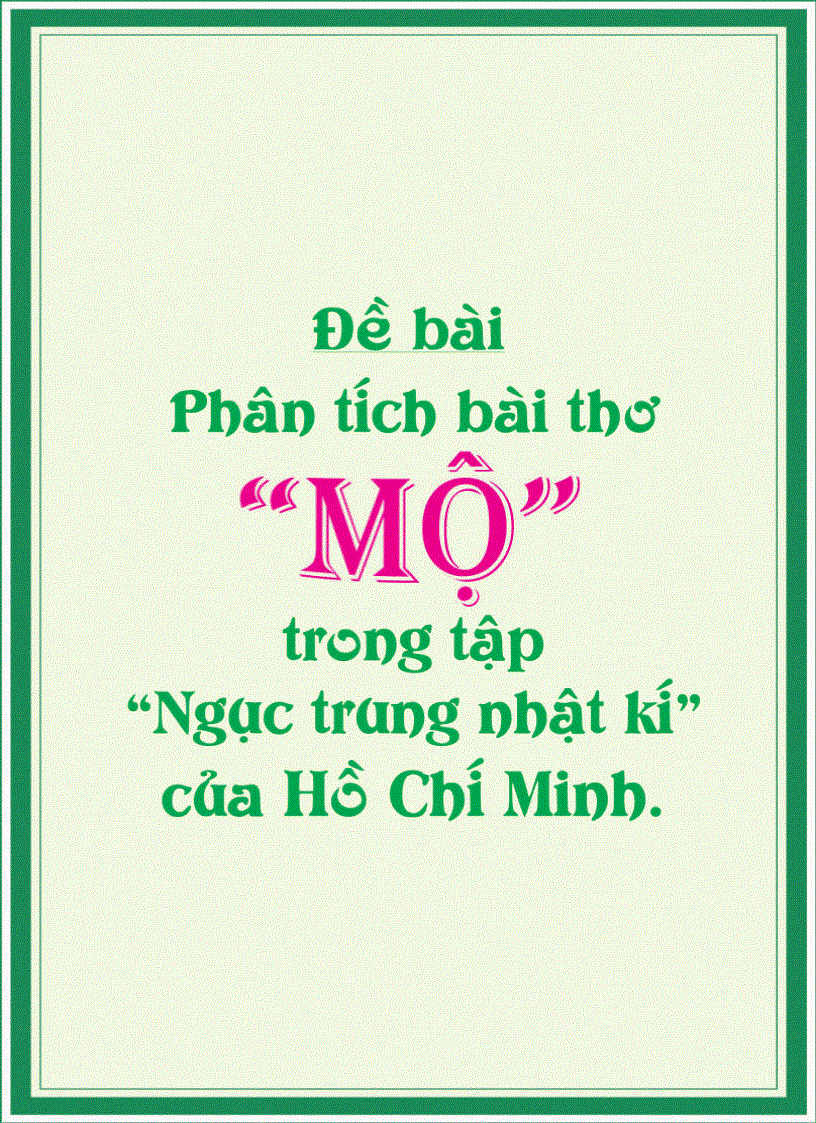 Bài thwo MỘ của Bác