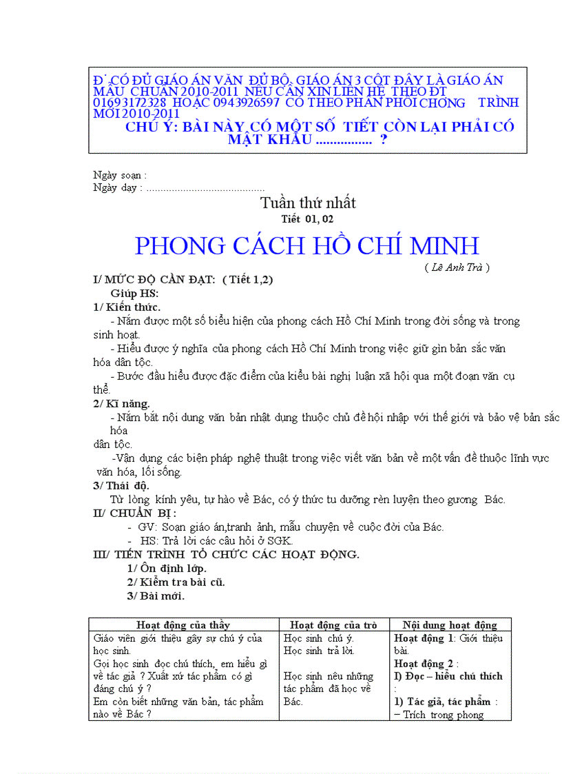 Giáo ánNgữ văn 9 cả năm chuẩn KTKN 3cột