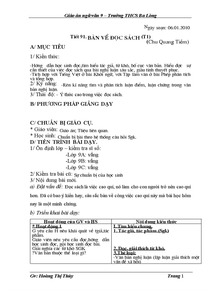 Giáo án Ngữ văn 9 T2