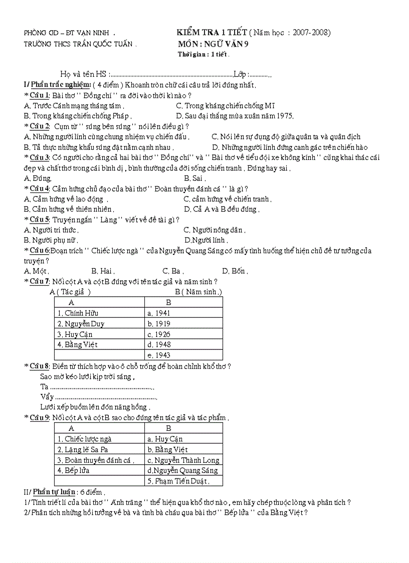 Kiem tra 1 tiet tuan 15
