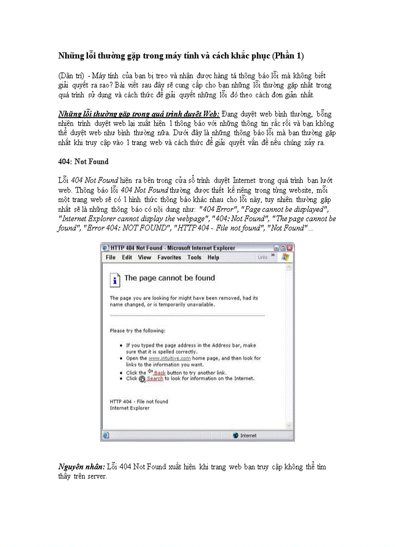 Những lỗi thường gặp trong máy tính và cách khắc phụ1