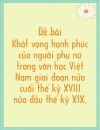 PT khát vọng của người PNVN cuối TK XĨ đầu TK XX