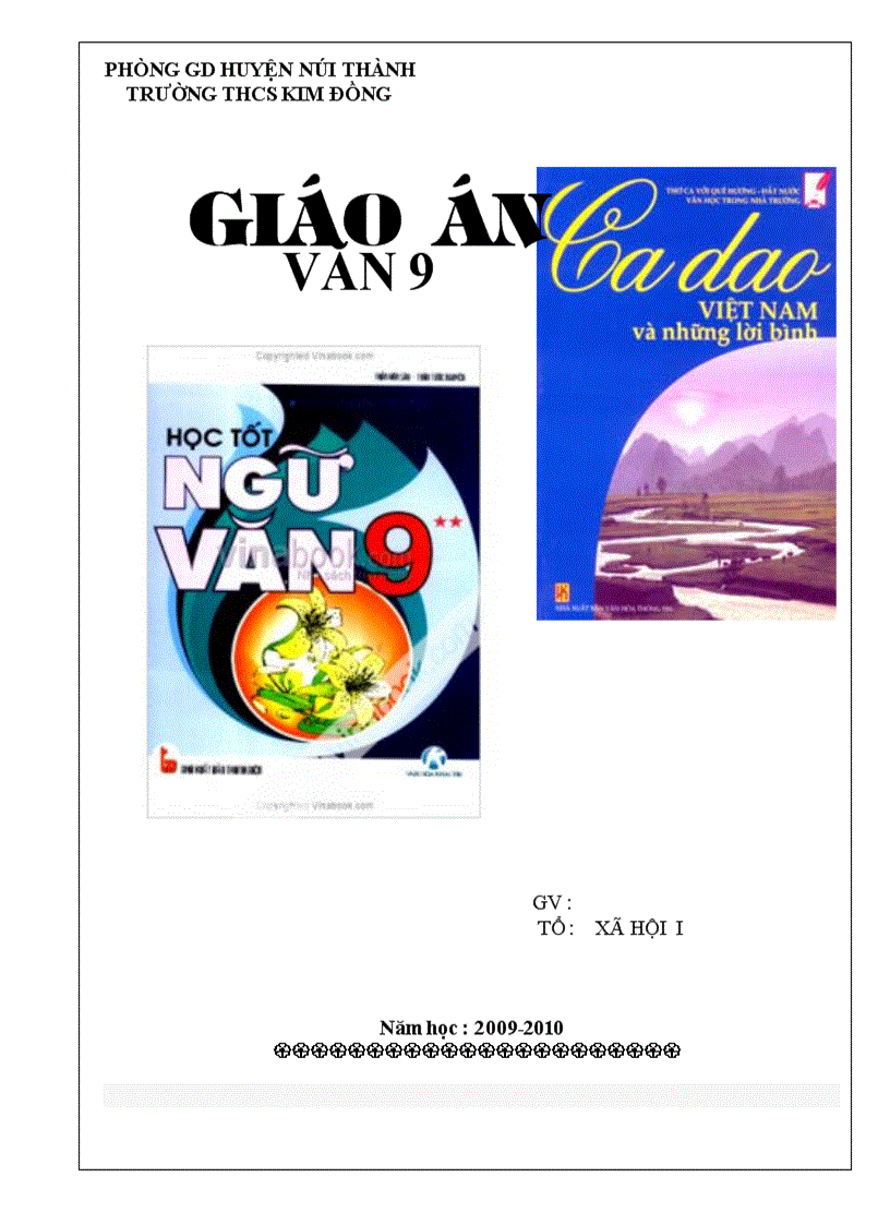 Trang bìa giáo án văn 9