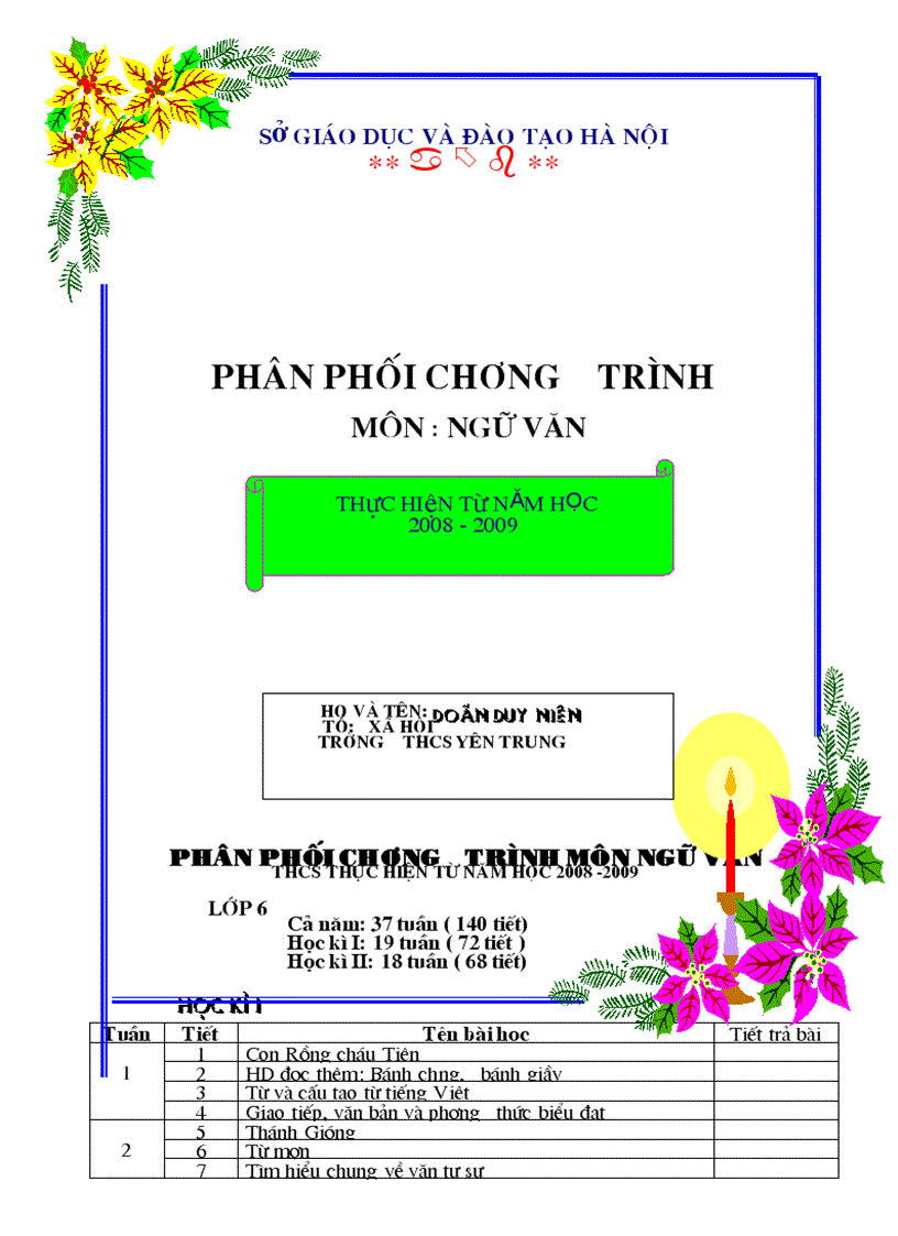 PPCT N Văn THCS Dễ đối chiếu