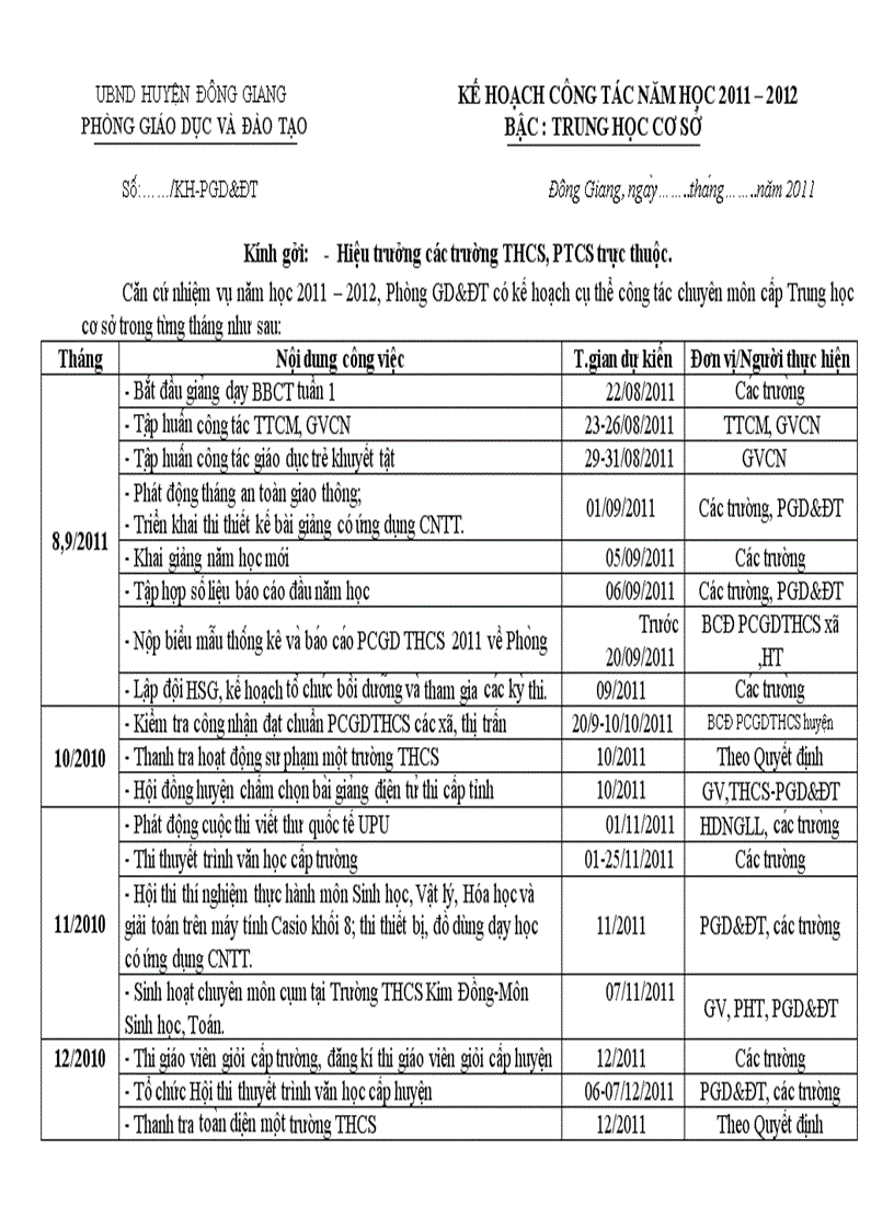 Kế hoạch năm học 2011 2012