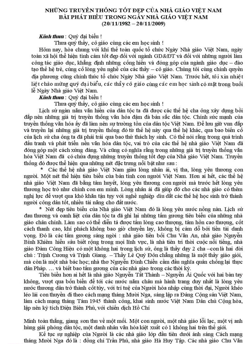 Những truyền thống tốt đẹp của Nhà giáo Việt Nam